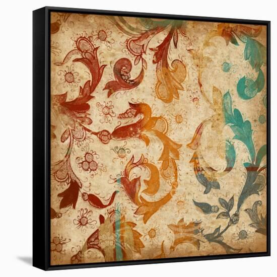 Abstract Florals Mate-Jace Grey-Framed Stretched Canvas