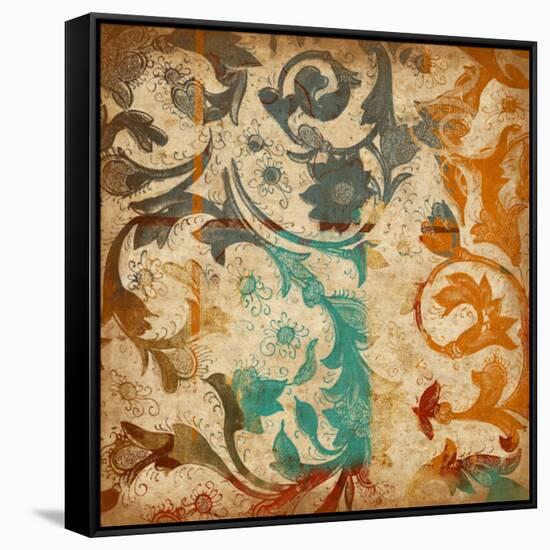 Abstract Florals-Jace Grey-Framed Stretched Canvas