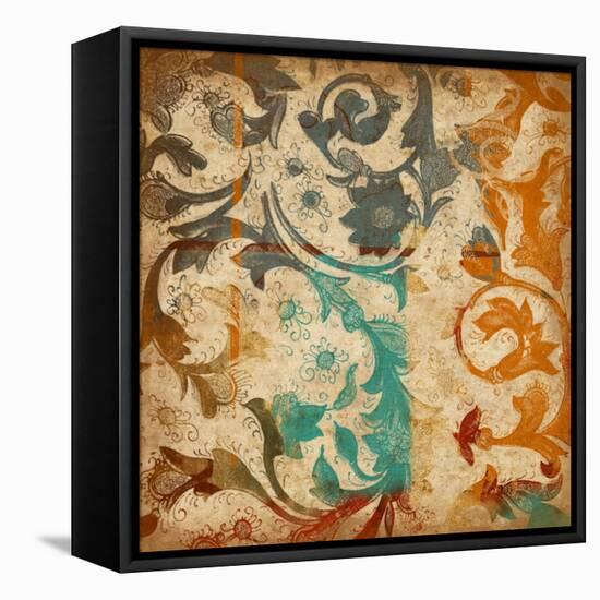 Abstract Florals-Jace Grey-Framed Stretched Canvas