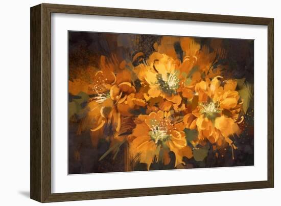 Abstract Flower Digital Painting,Illustration-Tithi Luadthong-Framed Art Print