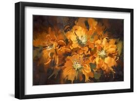 Abstract Flower Digital Painting,Illustration-Tithi Luadthong-Framed Art Print