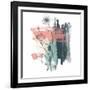 Abstract Flower Teal Watercolor-Bay Solace-Framed Art Print