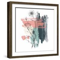 Abstract Flower Teal Watercolor-Bay Solace-Framed Art Print