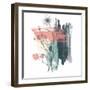 Abstract Flower Teal Watercolor-Bay Solace-Framed Art Print