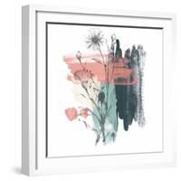 Abstract Flower Teal Watercolor-Bay Solace-Framed Art Print