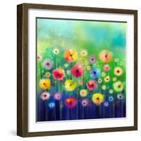 Abstract Flower Watercolor Painting-Nongkran_ch-Framed Photographic Print