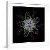 Abstract Fractal Image of Puffed Colorful Star Flower-fbatista72-Framed Art Print