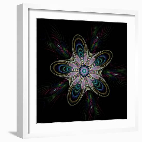 Abstract Fractal Image of Puffed Colorful Star Flower-fbatista72-Framed Art Print