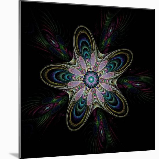 Abstract Fractal Image of Puffed Colorful Star Flower-fbatista72-Mounted Art Print