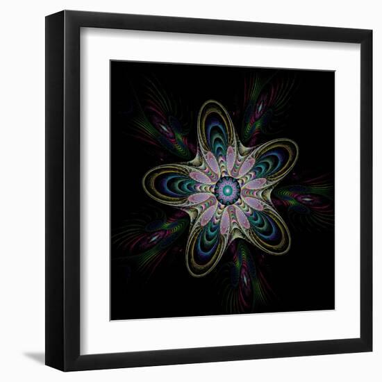 Abstract Fractal Image of Puffed Colorful Star Flower-fbatista72-Framed Art Print