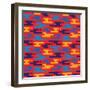Abstract Geometric Background - Seamless Vector Pattern in Flat Style Design. Blue, Orange and Red-Sergey Korkin-Framed Art Print