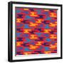 Abstract Geometric Background - Seamless Vector Pattern in Flat Style Design. Blue, Orange and Red-Sergey Korkin-Framed Art Print