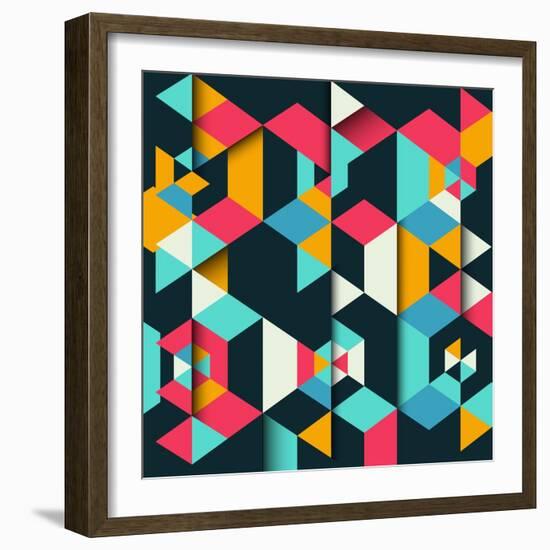 Abstract Geometric Background with a 3D Effect-kjpargeter-Framed Art Print