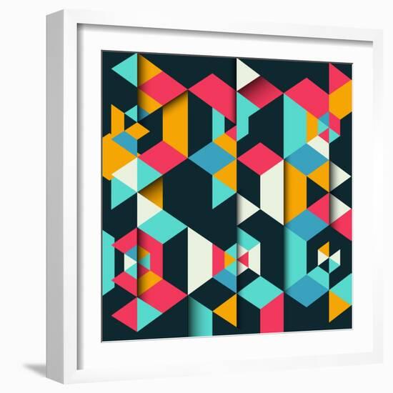 Abstract Geometric Background with a 3D Effect-kjpargeter-Framed Art Print