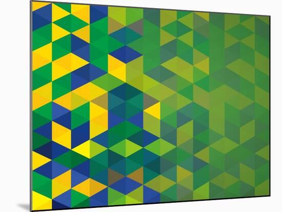 Abstract Geometric Brazil Flag-cienpies-Mounted Art Print