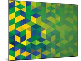 Abstract Geometric Brazil Flag-cienpies-Mounted Art Print