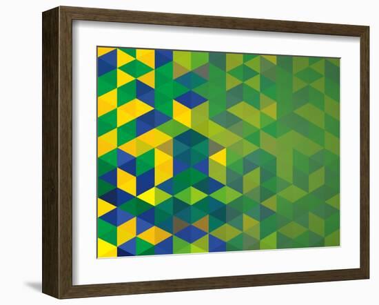 Abstract Geometric Brazil Flag-cienpies-Framed Art Print