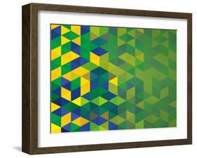 Abstract Geometric Brazil Flag-cienpies-Framed Art Print