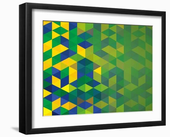 Abstract Geometric Brazil Flag-cienpies-Framed Art Print