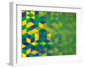 Abstract Geometric Brazil Flag-cienpies-Framed Art Print