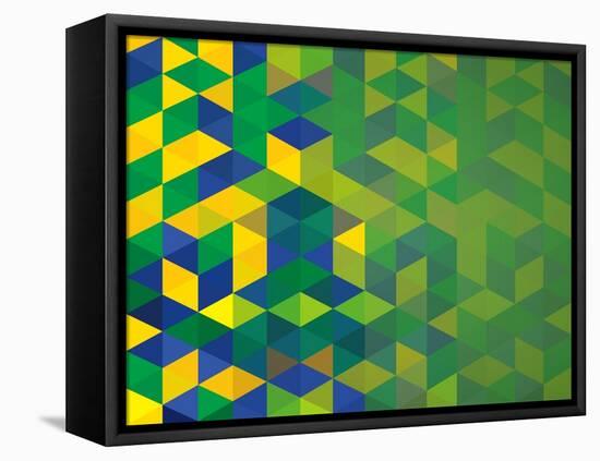 Abstract Geometric Brazil Flag-cienpies-Framed Stretched Canvas