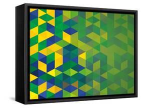 Abstract Geometric Brazil Flag-cienpies-Framed Stretched Canvas