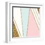 Abstract Geometric Composition in Light Blue, Cream, Gold Glitter and Pastel Pink. Modern and Styli-Iveta Angelova-Framed Art Print