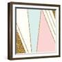 Abstract Geometric Composition in Light Blue, Cream, Gold Glitter and Pastel Pink. Modern and Styli-Iveta Angelova-Framed Art Print