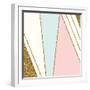 Abstract Geometric Composition in Light Blue, Cream, Gold Glitter and Pastel Pink. Modern and Styli-Iveta Angelova-Framed Art Print