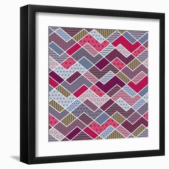 Abstract Geometric Patchwork Pattern-natbasil-Framed Art Print