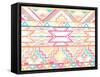 Abstract Geometric Seamless Aztec Pattern. Colorful Ikat Style Pattern.-cherry blossom girl-Framed Stretched Canvas