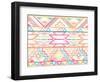 Abstract Geometric Seamless Aztec Pattern. Colorful Ikat Style Pattern.-cherry blossom girl-Framed Art Print