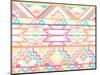 Abstract Geometric Seamless Aztec Pattern. Colorful Ikat Style Pattern.-cherry blossom girl-Mounted Art Print