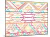 Abstract Geometric Seamless Aztec Pattern. Colorful Ikat Style Pattern.-cherry blossom girl-Mounted Art Print