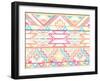 Abstract Geometric Seamless Aztec Pattern. Colorful Ikat Style Pattern.-cherry blossom girl-Framed Art Print