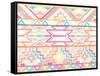 Abstract Geometric Seamless Aztec Pattern. Colorful Ikat Style Pattern.-cherry blossom girl-Framed Stretched Canvas