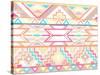 Abstract Geometric Seamless Aztec Pattern. Colorful Ikat Style Pattern.-cherry blossom girl-Stretched Canvas