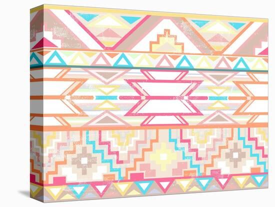 Abstract Geometric Seamless Aztec Pattern. Colorful Ikat Style Pattern.-cherry blossom girl-Stretched Canvas