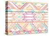 Abstract Geometric Seamless Aztec Pattern. Colorful Ikat Style Pattern.-cherry blossom girl-Stretched Canvas