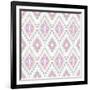 Abstract Geometric Seamless Aztec Pattern. Colorful Ikat Style Pattern-cherry blossom girl-Framed Art Print