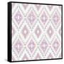 Abstract Geometric Seamless Aztec Pattern. Colorful Ikat Style Pattern-cherry blossom girl-Framed Stretched Canvas