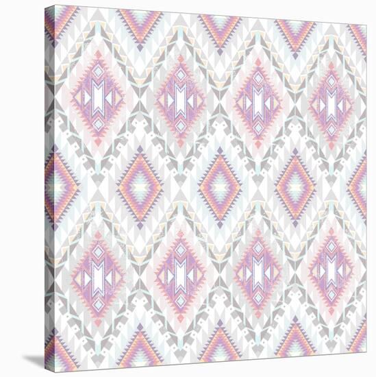 Abstract Geometric Seamless Aztec Pattern. Colorful Ikat Style Pattern-cherry blossom girl-Stretched Canvas