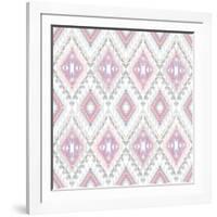 Abstract Geometric Seamless Aztec Pattern. Colorful Ikat Style Pattern-cherry blossom girl-Framed Art Print