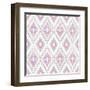 Abstract Geometric Seamless Aztec Pattern. Colorful Ikat Style Pattern-cherry blossom girl-Framed Art Print