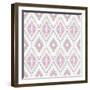 Abstract Geometric Seamless Aztec Pattern. Colorful Ikat Style Pattern-cherry blossom girl-Framed Art Print