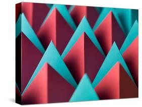 Abstract Geometrical Background with Colorful Paper Pyramids. Selective Focus-Abstract Oil Work-Stretched Canvas