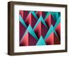 Abstract Geometrical Background with Colorful Paper Pyramids. Selective Focus-Abstract Oil Work-Framed Photographic Print