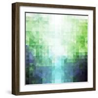 Abstract Green and Blue Triangle Pattern-ilyianne-Framed Art Print