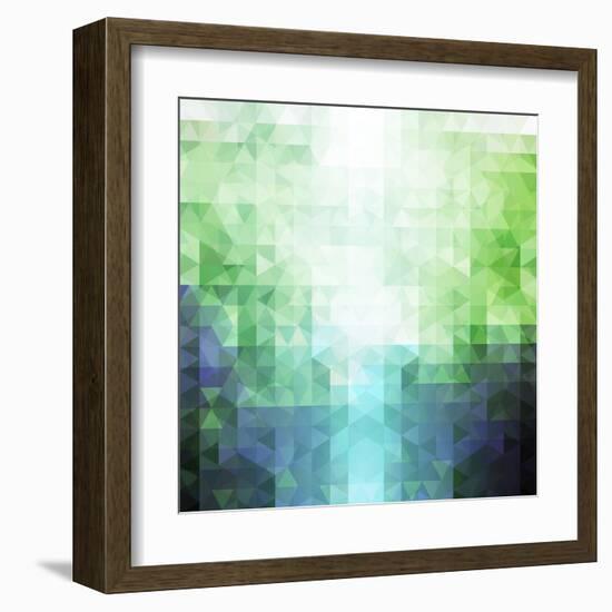 Abstract Green and Blue Triangle Pattern-ilyianne-Framed Art Print