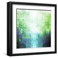 Abstract Green and Blue Triangle Pattern-ilyianne-Framed Art Print